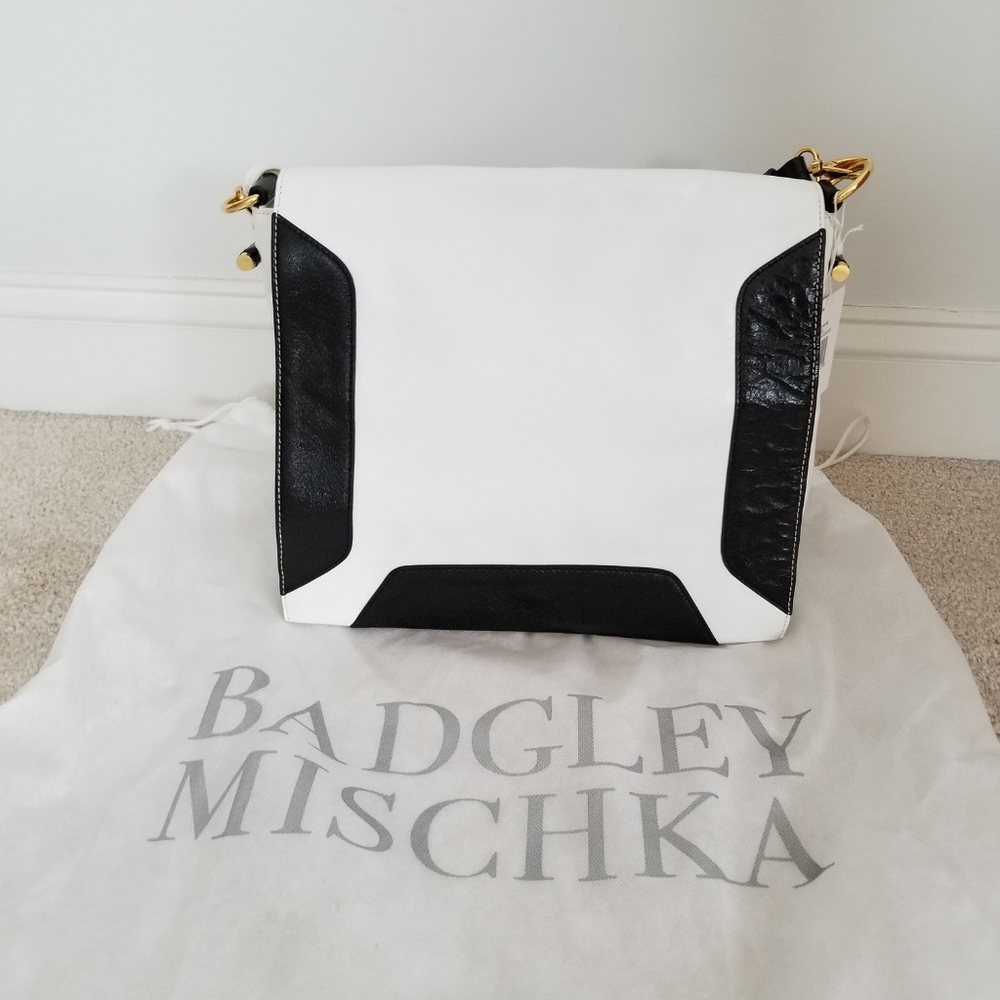 Chic Black and White  Leather Handbag